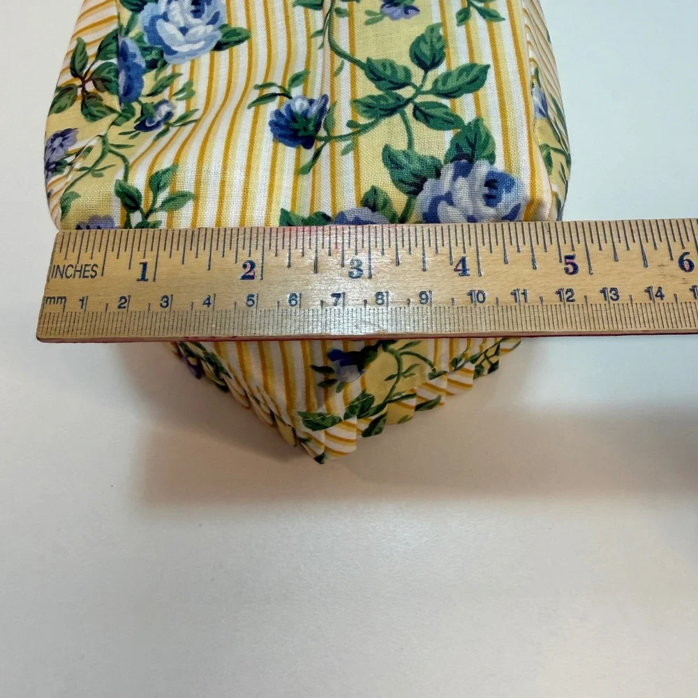 Longaberger Basket Rose‎ Trellis Fabric Liner Berry Yellow Blue Floral